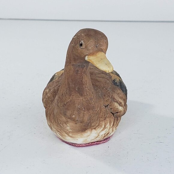 Vintage Duck Ceramic Figurine With Felt Base Brown Mallard Cottage Core - Picture 3 of 8